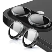 Metal Camera Lens Glass Individual Eagle Protector Cover - For Apple iPhone 16 / 16 Plus (2pcs) - Black