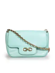 Turquoise Leather Chain Bag
