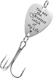 Mipcase Stainless Steel Fishing Hook Guitar Pick Decor with You are My Greatest Catch Pattern Triple Hooks Tackle Accessories for Outdoor Fishing Present for Enthusiasts