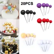 20pcs Golden Ball Cake Topper Birthday Party Cupcake Topper For Cake Decor New