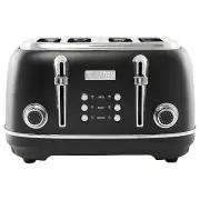 Haden Heritage 4 Slice Wide Slot Stainless Steel Toaster, Black & Chrome