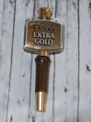 COORS EXTRA GOLD 7" BEER TAP HANDLE VINTAGE WOOD ARLYIC