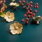 Vintage Antique Brass Door Drawer Cabinet Flower Knobs Cupboard Pulls Handles