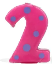 Cake Toppers New Fuchsia Polka Dot Number Two Candle Cake Topper