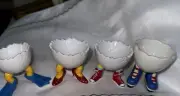 Set Of 4 Department Dept 56 Easter Egg Cups Flippers Boots Shoes Fun