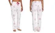 Twin Boat Women's Cotton Flannel Lounge Pants Lovely SnowFlakes Size Medium