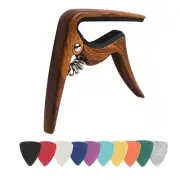 Capo for Soprano, Concert, Tenor, Baritone Ukulele with felt picks (Walnut)
