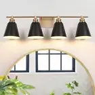4 Lights Bathroom Vanity Light, Black and Gold Wall Sconces Lighting 4-Light