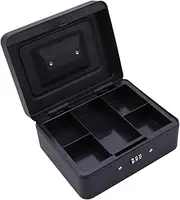 PLAFOPE Cash Box with Combination Lock Money Safe for Cash Coins and Keys Portable Lockable Checkout Box for Convenience Stores Restaurants and Hotels Black