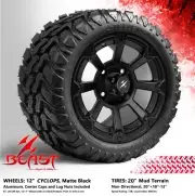 4x GOLF CART 12" MATTE BLACK CYCLOPS WHEELS/RIMS and 20"x10"-12" A/T (M/T) TIRES