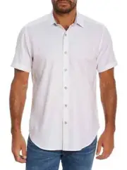 Robert Graham Men's Highland Short Sleeve Shirt Classic Fit White