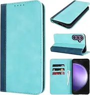 [Cavor] for Samsung Galaxy S23 FE 5G Case,Premium Leather Folio Flip Wallet Case Cover Magnetic Closure Book Design with Kickstand Feature & Card Slots(6.4")-Sky Blue