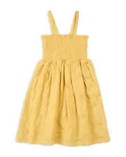 Miles The Label Girls' Smocked Eyelet Embroidered Dress - Little Kid, Big Kid