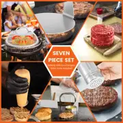 7Pcs Burger Press Set Stainless Steel Smash Burger Kit Non Stick Kotkk
