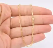 1.5mm Paperclip Link Anklet Chain Real 14K Solid Yellow Gold 10"
