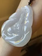 NATURAL GRADE A AUTHENTIC BURMESE JADEITE Pendant 純天然翡翠A貨 觀音 冰悟道
