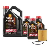 8L Motul 8100 X-CLEAN 5W40 Wix Filter Motor Oil Change Kit API SN