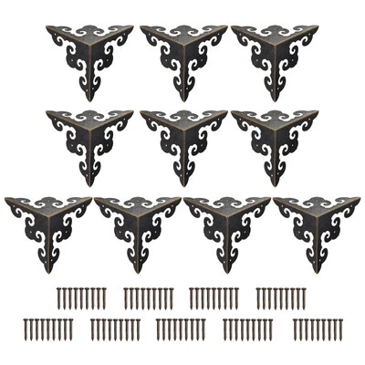 65x65x65mm Metal Box Corner Protectors Edge Guard Iron Bronze Tone 12pcs