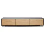 Letty 2.3m Wooden Entertainment Unit - Black with Natural Drawers