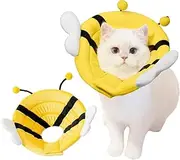 Soft Cat Cone, Adjustable Cat Recovery Collar, Little Bee Collar for Cats (Yellow, XL)