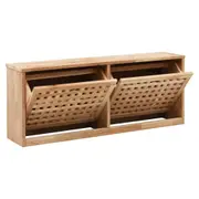 Shoe Storage Cabinet Bench Organiser Rack 6 Pairs Wooden Stand 94cm Walnut