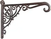 Cast Iron Plant Hook Hanger Wall Mounted 12" Deep Outdoor Indoor Hanging Planters Flower Flowering Plants Pot Basket Hook Bird Feeder Wind Chime Lanterms Hanger Hook Utility Hook Hardware Bracket