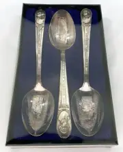 3 Vintage Wm Rogers Silver Plated Presidential Spoons Adams Washington Jefferson