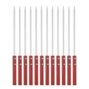 12pcs Kebob Skewers 35cmx7mmx2mm Stainless Steel Flat Sticks with Wood Handle