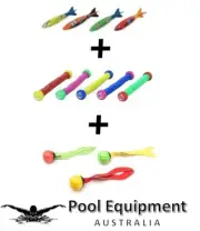 Underwater toy set 12 piece diving sticks torpedo childrens kids pool fun weight