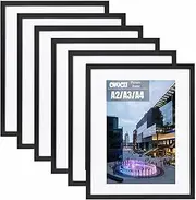 Forubar A2/A3/A4 Photo Frame Black, Photo Frames for Wall Decoration, Clear Acrylic Picture Frame, Solid Wood Gallery Wall Frame (A4-6pcs)