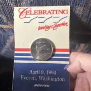 Boeing 777 Celebrating Working Together Everett WA April 9, 1994 Coin Airplane