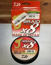 Daiwa J-Braid Grand 8X Braid 40lb 150 Yard Spools Chartreuse