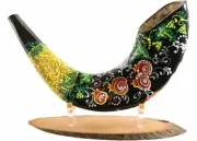 Elegantly Hand Painted Tree of Life Kudu Kosher Shofar Israel Decor
