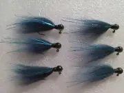 Smoo's Custom Jigs (6) 3/32 Oz. Arctic Fox Hair Jigs Deep Teal. *139