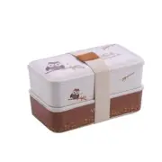 Stackable Bamboo Plastic Lunch Container Japanese Style Bento Box with Sealing