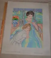 Hand Painted Needlepoint Canvas by Studio 2, 19.5" x 24" 13 count Mother & Child