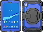 Heavy Duty Shockproof TPU Case Compatible with Lenovo Tab M8 TB-8505 /TB-8705 (8.0") Kids Case,360 Degree Rotating Handle Stand Bracket W Screen Protector+Shoulder Strap Tablet Case Cover (Color : Bl