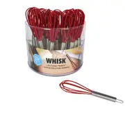 Silicone Whisk with Stainless Steel Handle - Red