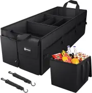 Trunk Organizer with Insulated Leakproof Cooler Bag, 98L Collapsible Car Storage