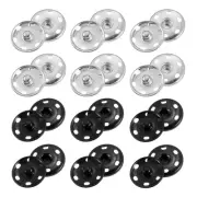12 Sets Sewing Snap Buttons, Press Buttons Snap Fasteners 25mm, Silver/Black