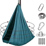 Sensory Swing for Kids and Adults Therapy Swing Indoor Adjustabl Snuggle Hanging Cuddle Hammock Indoor Outdoor Swing Great for Sensory Integration (Color : Dark Green, Size : 1.5x2.8m)