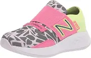 [New Balance] Baby Girls Fresh Foam Roav V1 Slip-On Running Shoe, Black/Sporty Pink/Bleached Lime Glo, 3 Infant