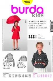 Burda 9487 Girls childs Coat Jacket Sizes 6 - 12 Sewing Pattern