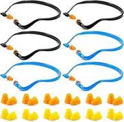 Sumind 6 Pairs Banded Ear Plugs, 12 Pairs Replacement Earplugs, TPR Silicone, Yellow, Noise Reduction 22db, Swimming, Sleeping, Shooting, Travel, Construction