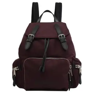 【BURBERRY 巴寶莉】THE RUCKSACK 經典多口袋翻蓋束口旅用包後背包(酒紅)