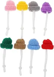 Happyyami 8Pcs Adorable Mini Hats for Reptiles Adjustable Warm Woolen Yarn Pet Adornment Stylish Snake Lizard Accessories for Photo Props Winter Protection