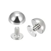 10x6mm Screw Back Rivets Solid Round Head Leather Studs Silver Tone 10 Sets