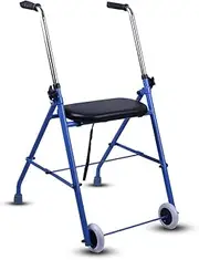 Walker,Transport Rollator Walker with Seat and Wheels - Folding Walker and Transport Chair, Lightweight, Adjustable Height, Blue Little Surprise