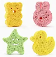 4 Pack Baby Bath Sponge, Baby Bath Foam Rub Shower Sponge, Soft Cotton Scrubber Bath Brush Rubbing Towel for Toddler Infant Newborn
