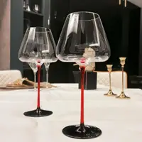 在飛比找ETMall東森購物網優惠-Luxury black tie red wine glas